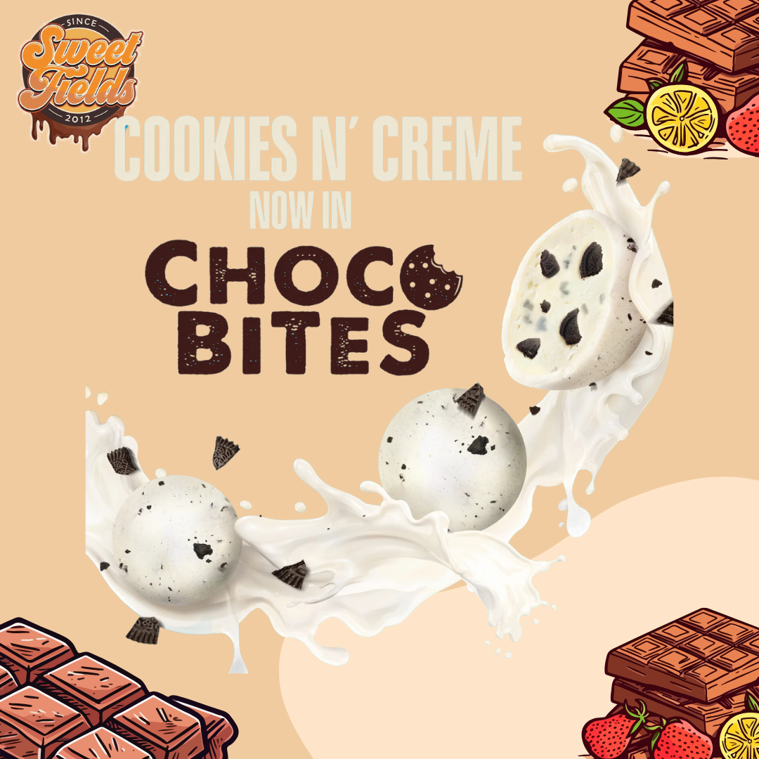 a close up image of hershey's choco balls cookies n creme.