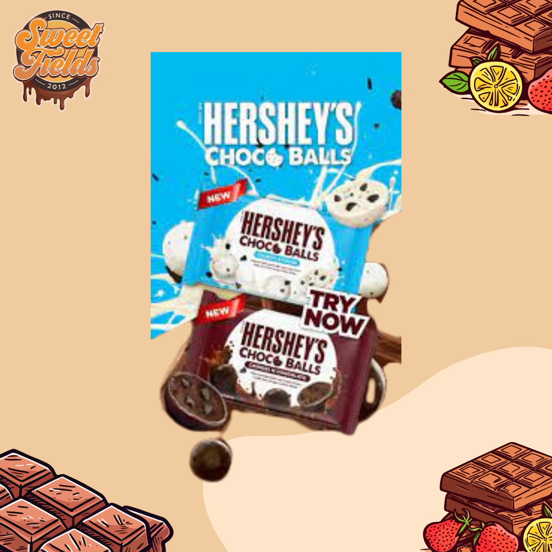 an advertisement for hershey's choco balls cookies n creme.