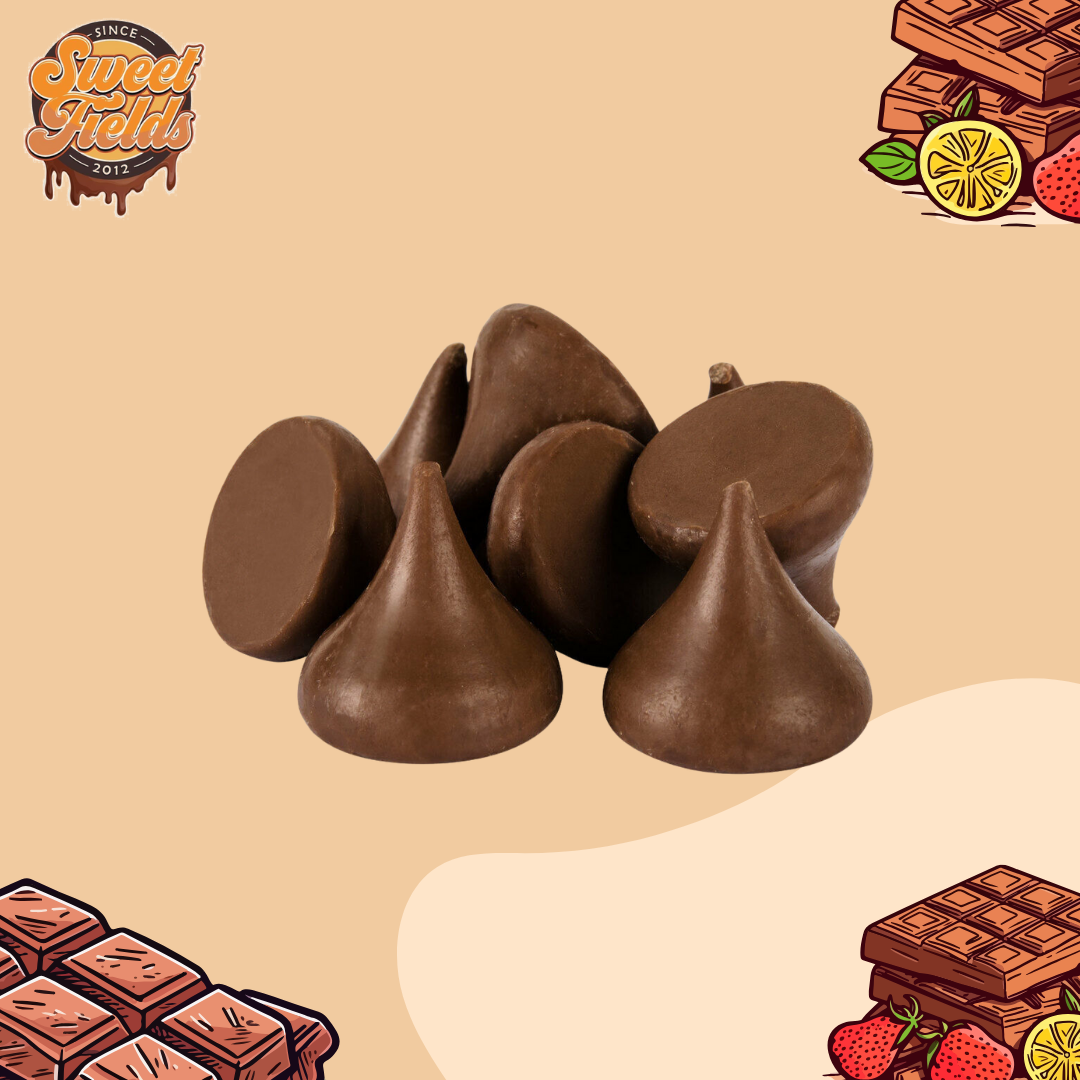 a bunch of fully unwrapped kisses milk chocolate