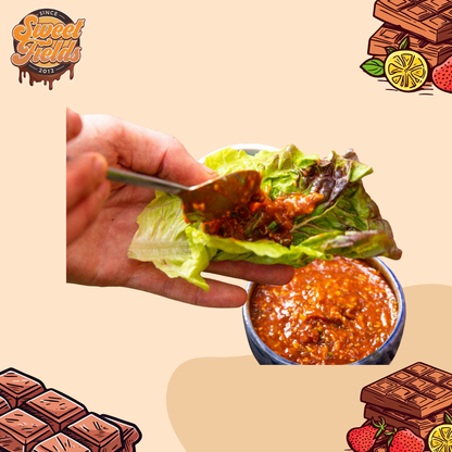 cj brand samjang spread on lettuce