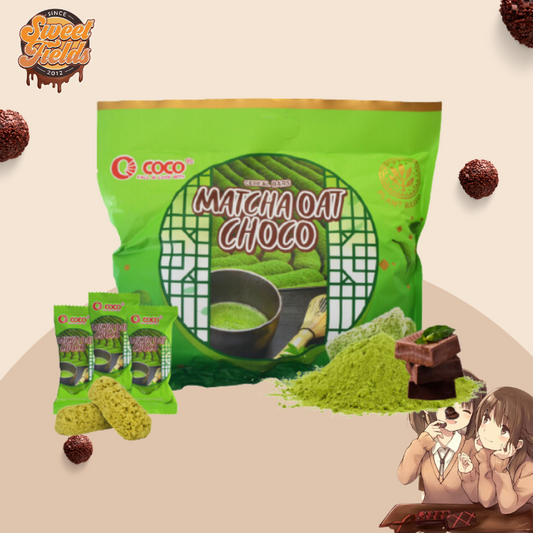 Matcha Chocolate Oats with samples