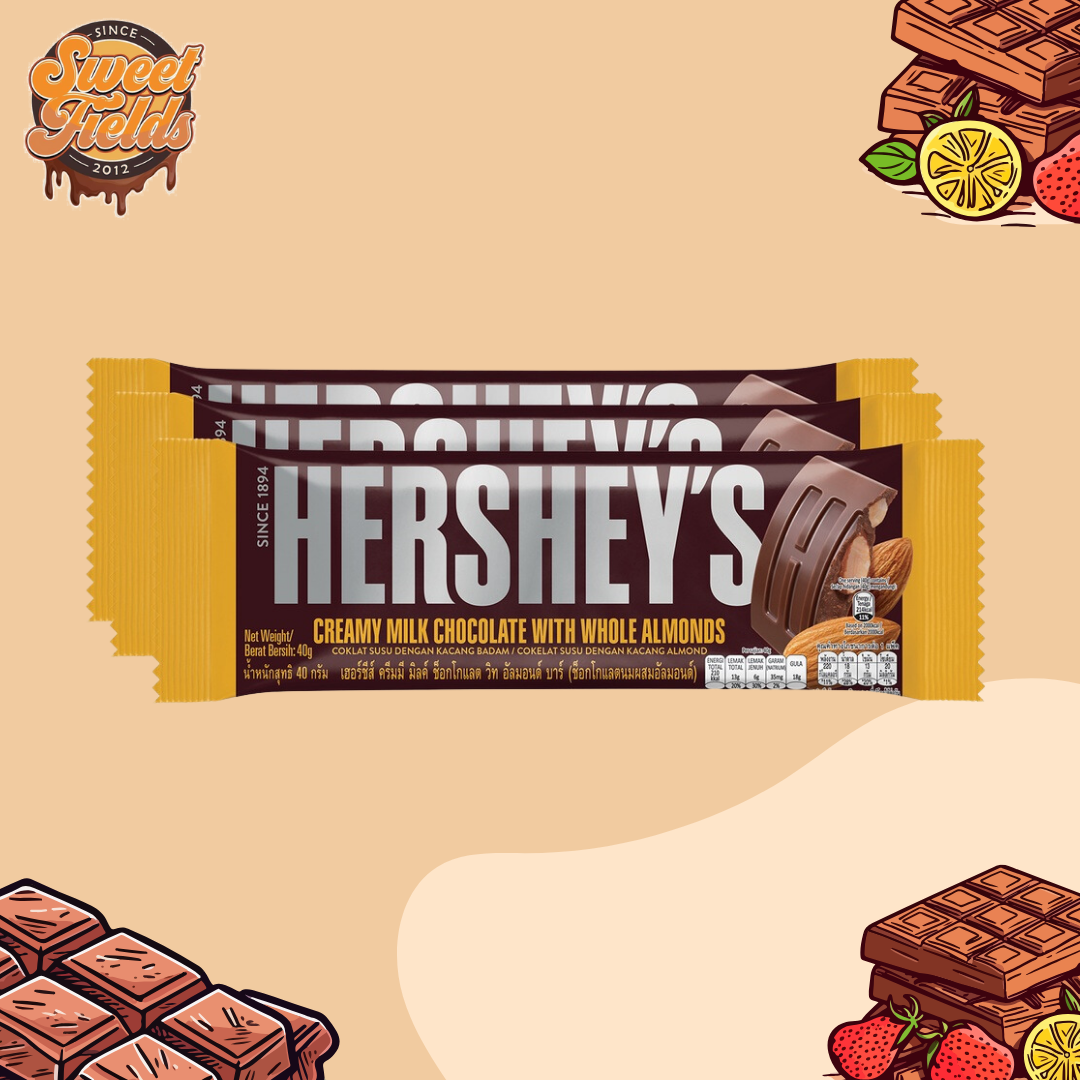 3 bar of hersheys creamy milk chocolate with almond