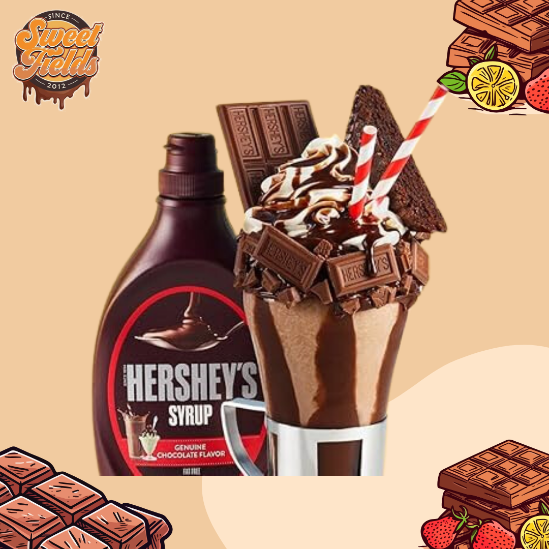 hersheys chocolate syrup drizzled on sundae