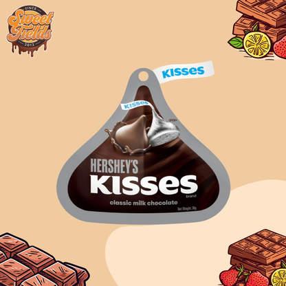 a kisses shaped pack of kisses milk chocolate.