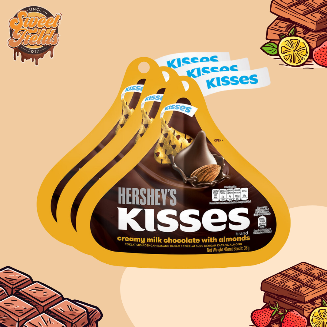 Hershey's Kisses Creamy Milk Chocolate with Almond, 36g x 3