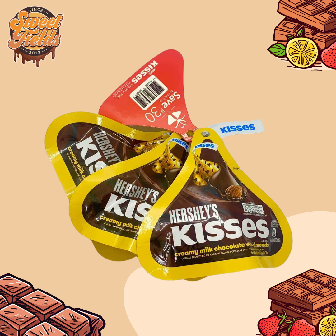 Hershey's Kisses Creamy Milk Chocolate with Almond, 36g x 3