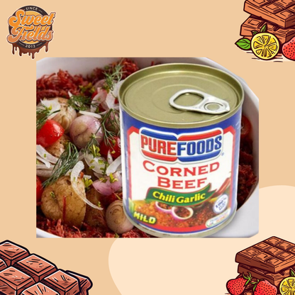 purefoods corned beef chili garlic used to flavor a dish.