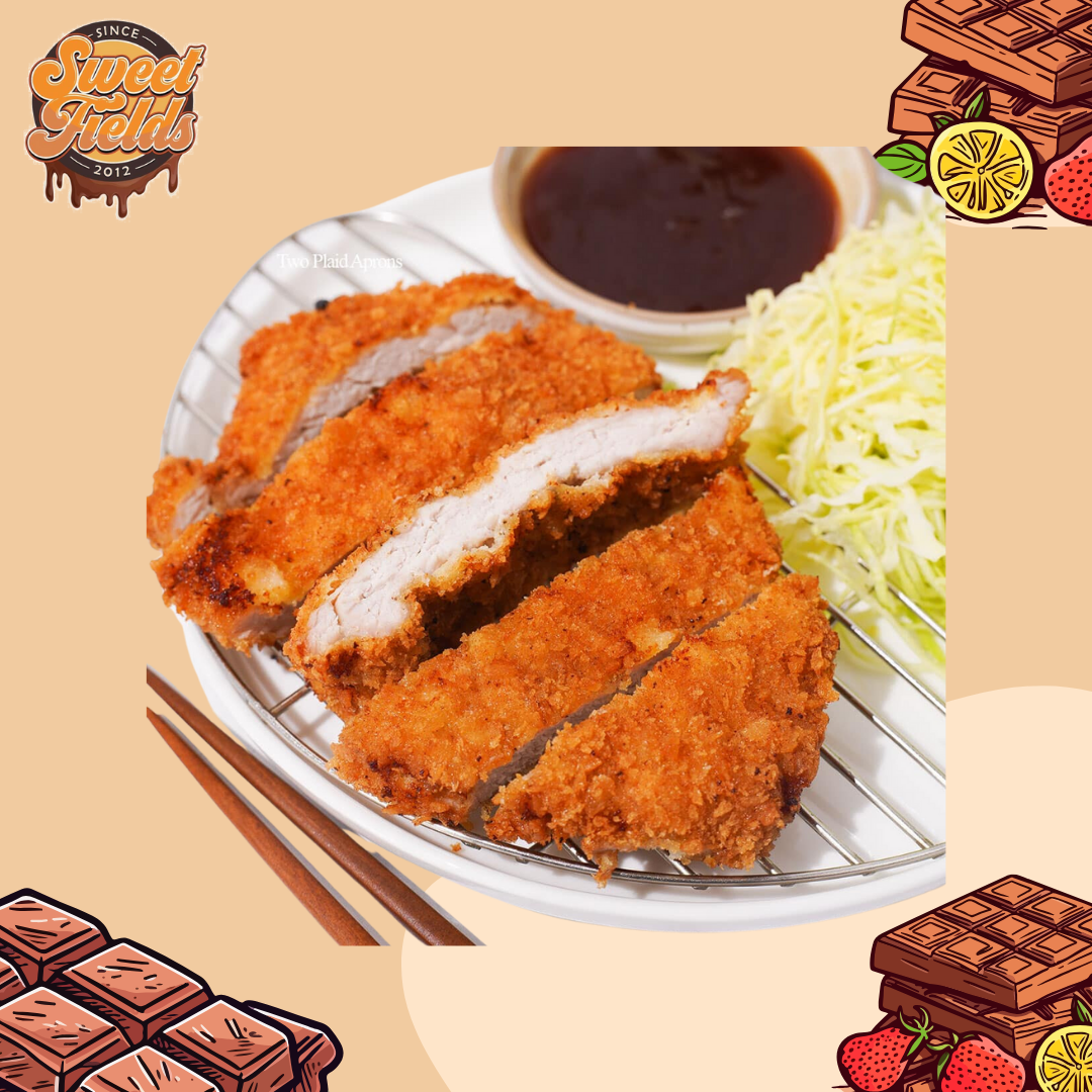 a plate with cooked tonkatsu.